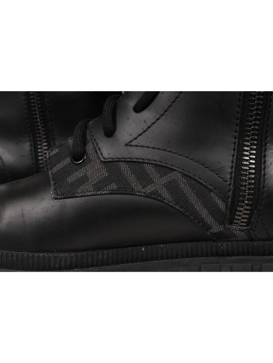 Fendi Force Lace Up Ankle Boots Size US 8 F7 Black Leather Zip Up Combats Ship main image 9